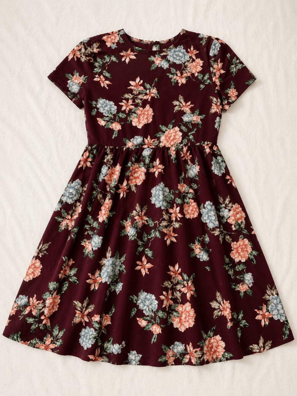 Torrid 3X Burgundy Floral Midi Challis Shirt Dress Sharkbite Pockets 13226929 - Picture 6 of 6
